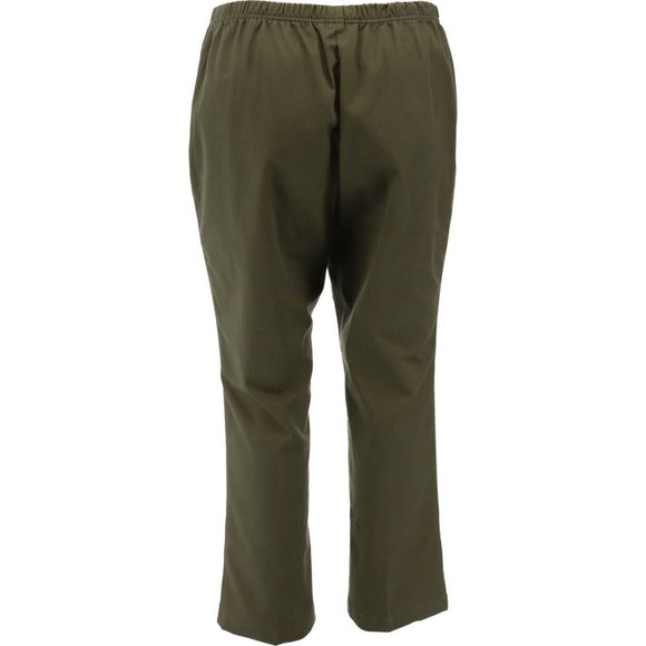 NWT LANDS' END WOMEN'S FIT3 TWILL ELASTIC WAIST PANTS DARK OLIVE GREEN 18P - Picture 5 of 11